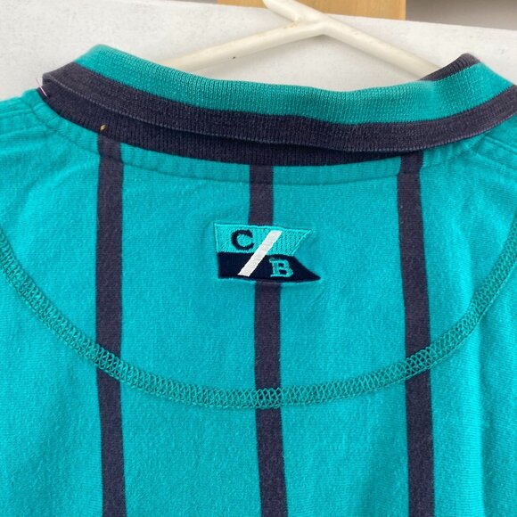 Cutter and Buck Mens Polo Shirt XL Loose Fit Teal Stripes Crystal Cruises Logo - Picture 8 of 8